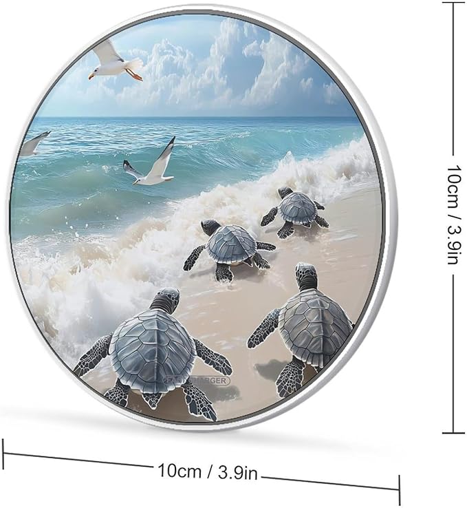 Beach Sea Turtle Wireless Charger Anti-Slip Wireless Charging Pad Slim Charger Mat for Men Women