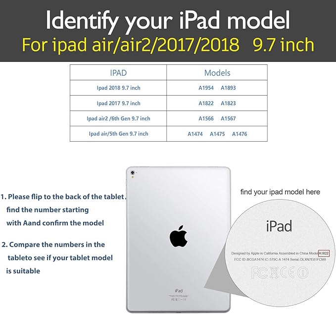 Gexmil Case for iPad 9.7 Inch6th/5th Generation(2018/2017)-iPad Air 2/1 Gen. Genuine Leather Cover Anti Fingerprint/SlipCowhide Folio Cover Auto Sleep/Wake with Adjustable StandBrown