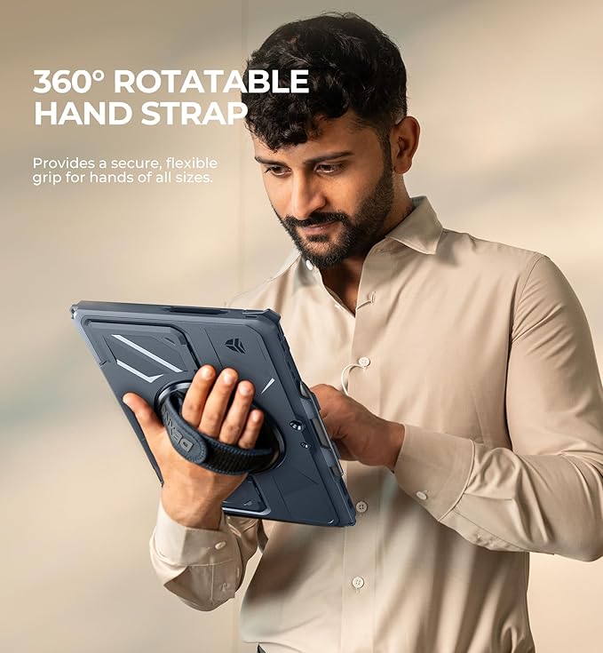 Dexnor for Microsoft Surface Pro 11/10/9 Case 13 inch 2024/2022 Rugged Protective Case with 360° Rotating Hand Strap &amp Large Stand &amp Pen Holder Shockproof Full-Body Cover Blue