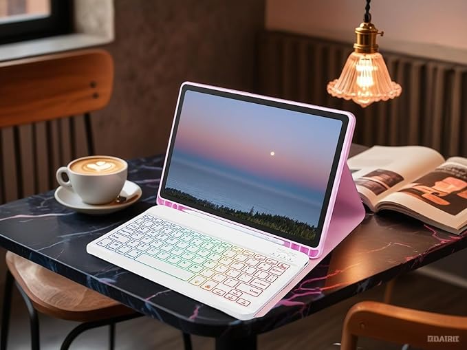 Backlit Keyboard Case for Samsung Galaxy Tab S10 Lite/ S10 FE/ S9 FE 10.9-11 Inch 3 Color Backlit Detachable Keyboard with S Pen Holder and Mouse