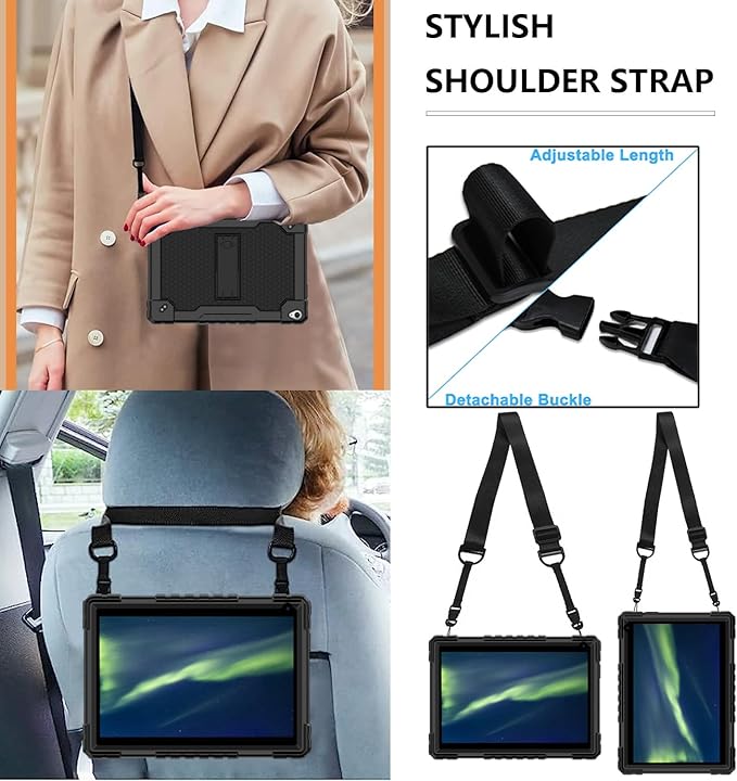 for YQSAVIOR Tab CP10 10.1 Case/Coopers Tab CP10 10.1 inch Case with Screen Protectror Built in Shoulder Strap &amp Kickstand for YQSAVIOR/Coopers Tab CP10 10.1 Tablet (Black/1 PC)