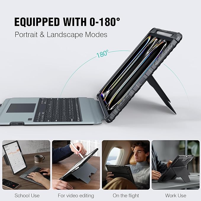 Nillkin Keyboard Case for iPad Pro 13 Inch(M5/M4 2025/2024) Detachable Backlit Keyboard with Multi-Touch Trackpad Stand with Portrait &amp Landscape ModesPencil Holder&ampCamera Cover Rugged Pr