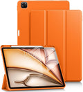 DTTO for iPad Air 13 Inch Case M4/M3/M2 2026/2025/2024 iPad Pro 12.9 Inch Case (6th/5th/4th/3rd Gen) Smart Slim Trifold Stand Soft Cover with Pencil Holder Orange