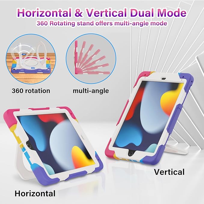ROISKIN for iPad 6th 5th Generation Case 9.7 Inch Pro 9.7 Air 2 with 360 Kickstand Hand Strap [Screen Protector 15ft Drop Protection] Heavy Duty Air 2 /Pro 9.7 / iPad 6th 5th Gen Case for Kids