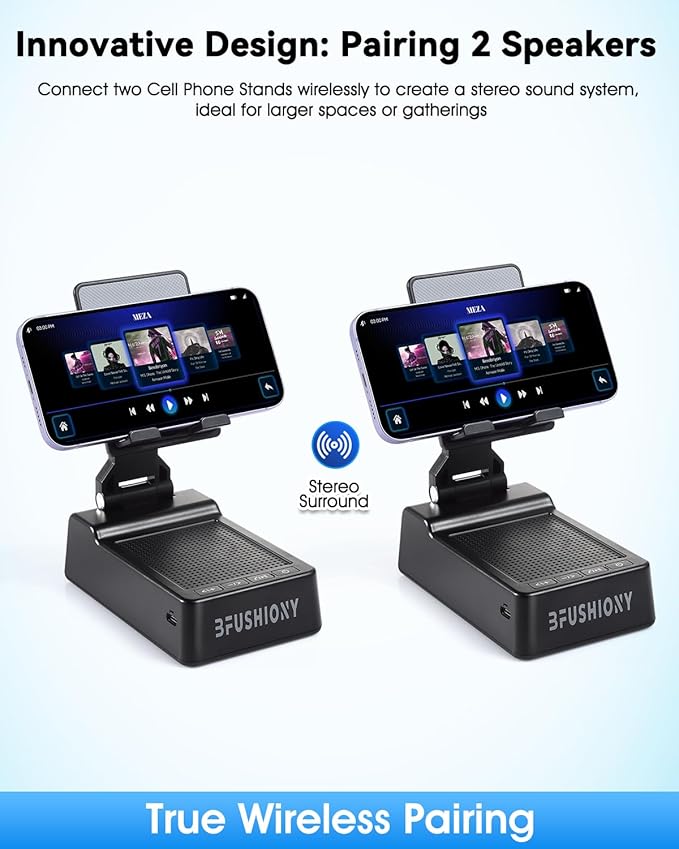 Father's Day Gifts for Dad Birthday Gifts for Men Women 4 in 1 Cell Phone Stand with Bluetooth Speaker Dual Connect Stocking Stuffers White Elephant Gifts for Adults (2 Pack)