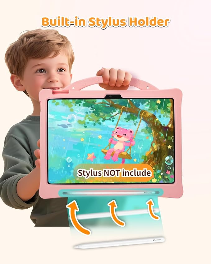 Kids Case for Galaxy Tab A9 Plus 11 Inch Case Axolotl 3D Cute Silicone Kids Cover with Rotating Stand Adjustable Strap &amp Pencil Holder for Girls Teens for Samsung Tab A9+ (Pink)