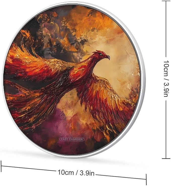 Phoenixes Soaring Flame Sky Phone Charger Magnetic Charging Pad Anti-Slip with USB Cable