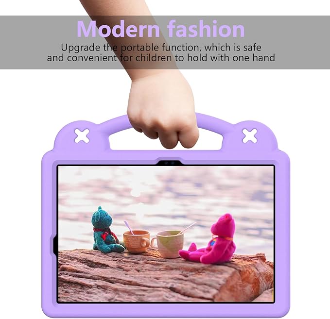 Compatible with Samsung Galaxy Tab S10 FE 2025 Tablet Case Kids Friendly Universal Lightweight Shockproof Protective Case with Shoulder Strap &amp Stand Handle Light Purple