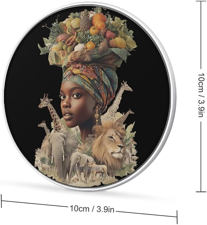 African Woman Foods Animals Phone Charger Magnetic Charging Pad Anti-Slip with USB Cable