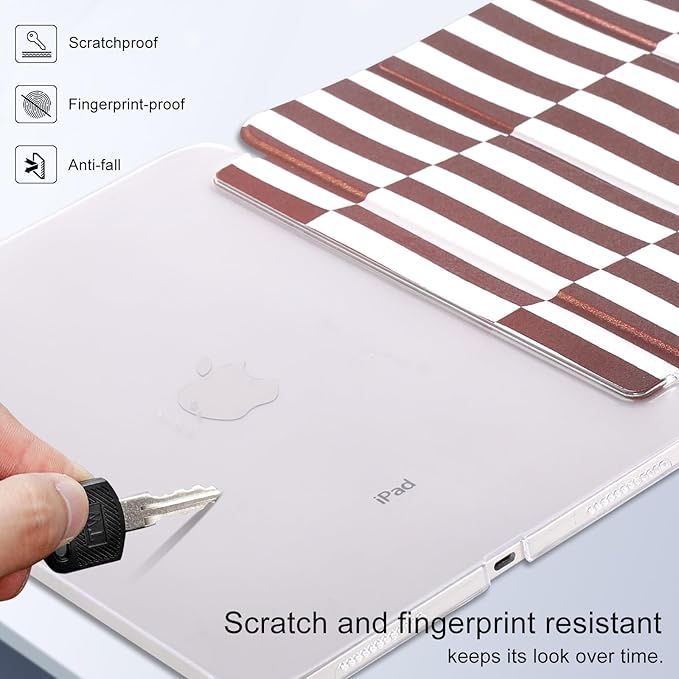 case for ipad 11th Generation11 Inch 2025 (A16 Chip) &amp 10th Gen 10.9 Inch 2022 - Slim Scratch-Resistant Hard PC Translucent Back Shell Smart Cover Wake/Sleep FunctionBrown Irregular Stripes