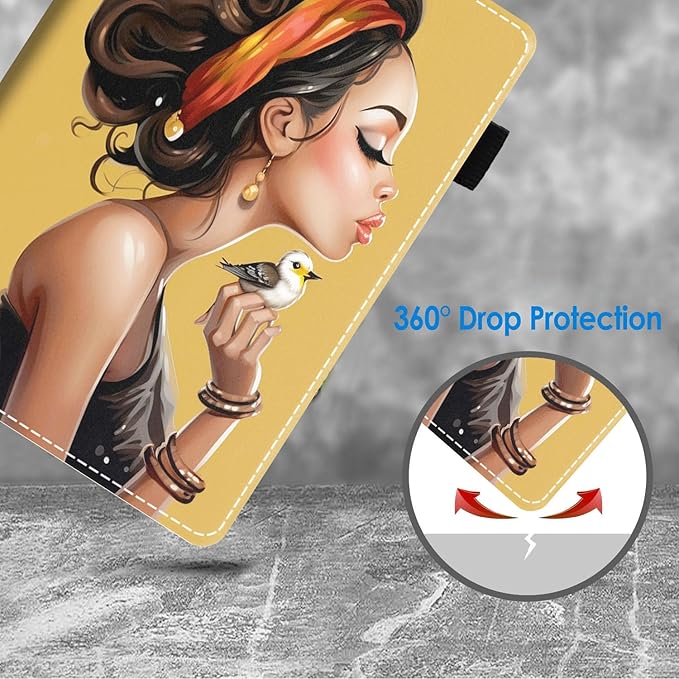 Case for All-New Amazon Fire HD 10 &amp 10 Plus Tablet 10.1 (13th/11th Generation 2023/2021 Release) Slim Stand Folio Cover with Card Slot &amp Auto Wake/Sleep - African American Girl