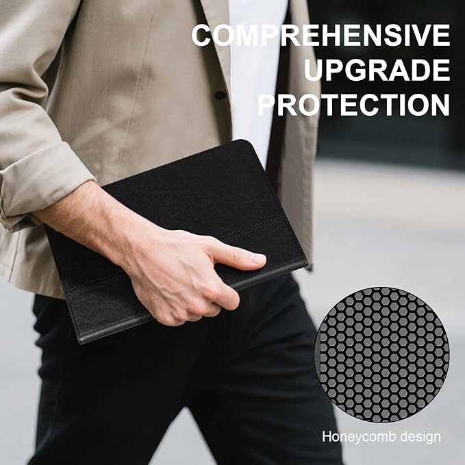 Genuine Leather Case for iPad mini 7/Mini 6 Generation(8.3 Inch 2021/2024)Vegetable Tanned Leather Smart Folio Cover for with Auto Wake/SleepAdjustable StandAnti Slip/FingerprintBlack