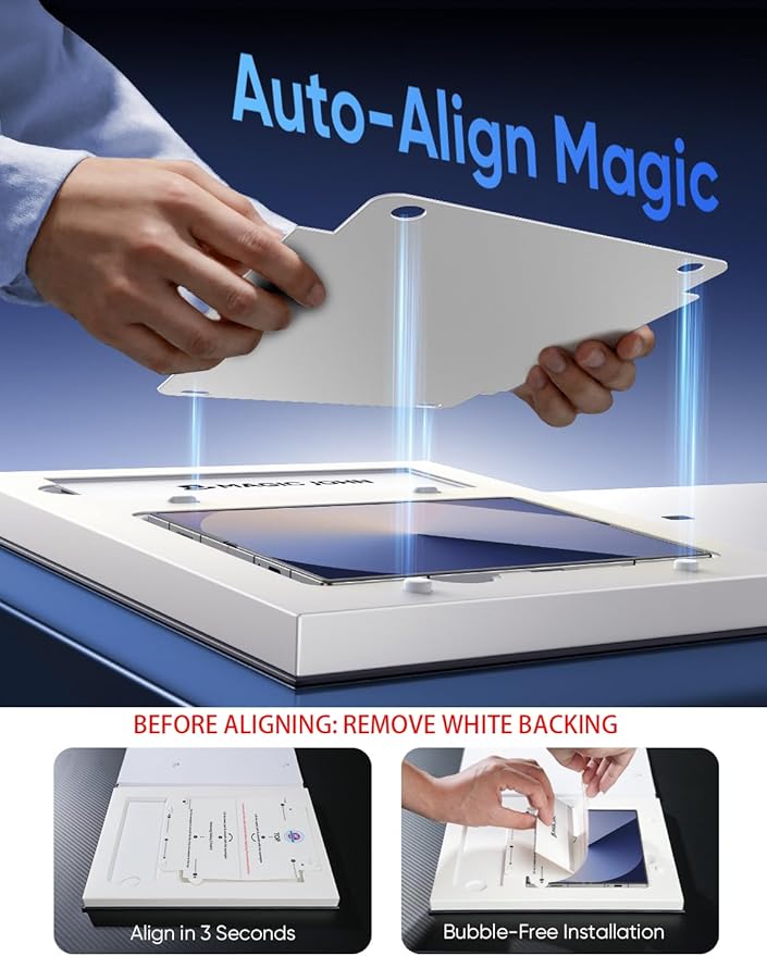 MAGIC JOHN for Samsung Galaxy Z Fold 6 Screen Protector [Not Glass] 2 Pack Inner Flexible PET Film &amp Front Film with Auto Align Mounting Frame Kit Full Coverage No Creases Bubble-Free HD Clea