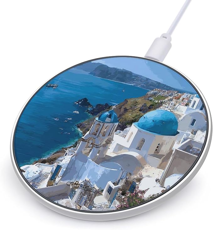 Greek Cliff Island Phone Charger Magnetic Charging Pad Anti-Slip with USB Cable