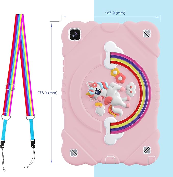 XZC Case for Samsung Galaxy Tab A9+/ A9 Plus Case 11 2023 (SM-X210/X216/X218) Unicorn Heavy Duty Shockproof Protective Case with Stand/Shoulder Strap for Kids Girls Women (Pink)