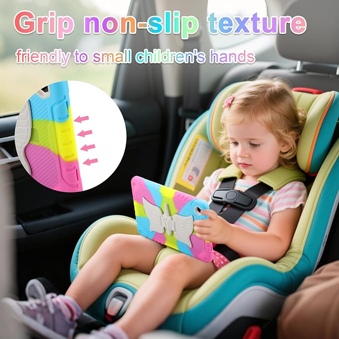 for Samsung Galaxy Tab A9 Plus Case for Samsung Tablet 11 inch Cover with Tempered Glass Screen Protector Shoulder Strap Shockproof for Galaxy Tab A9 Plus Tablet Case Kids Girls Colourful Unicorn