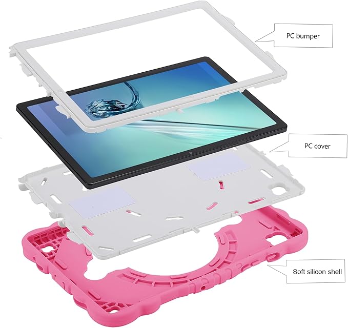 XZC Case for Samsung Galaxy Tab A8 10.5 inch (SM-X205N/X200N/X207) 2021/2022 Unicorn Heavy Duty Shockproof Protective Cover with Adjustable Shoulder Strap (Hot Pink)