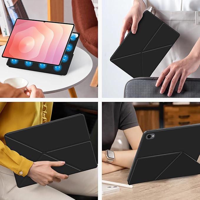 Case for Samsung Galaxy Tab S11 2025 Tablet 11 Inch – Magnetic Detachable Protective Cover with Dual-Side Clasp Y-Fold Stand Pencil Holder Heat Dissipation Design(Black)