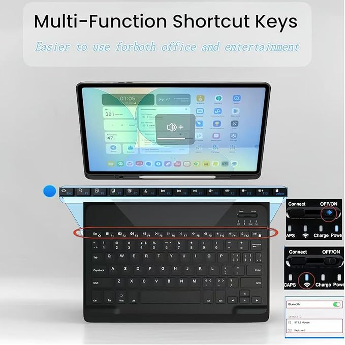 Keyboard Case for iPad (A16) 11th/10th Generation 11 Inch/10.9 Inch iPad (2025/2022) Tablet Case with Pen Slot Detachable Keyboard with Mouse.(Black)