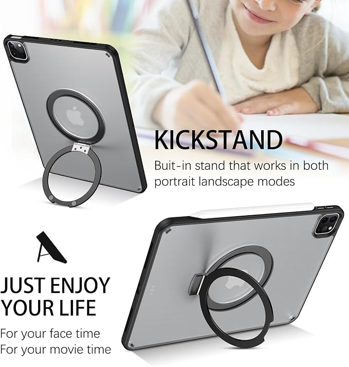 BENTOBEN Kickstand Case for iPad Air 5th/4th Generation (2022/2020) 10.9 inch for iPad Pro 11 2022/2021/2020/2018 Multi-Angle Viewing Foldable Stand Matte Design Shockproof Protective Cover Black