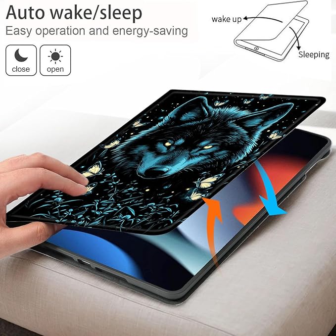 Bxgolkgd Tablet Case for Amazon Kindle Fire Max 11 (13th Generation 2023 Release)Shockproof Stand Cover with Heat DissipationAuto Wake/Sleep FunctionWolf with Butterfly Design