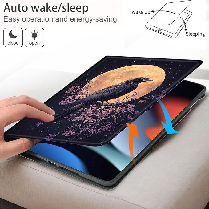 Bxgolkgd Tablet Case for 6 Kindle 11th Generation (2024/2022 Release)Shockproof Stand Cover with Heat DissipationAuto Wake/Sleep FunctionRaven Moon Cherry Blossom
