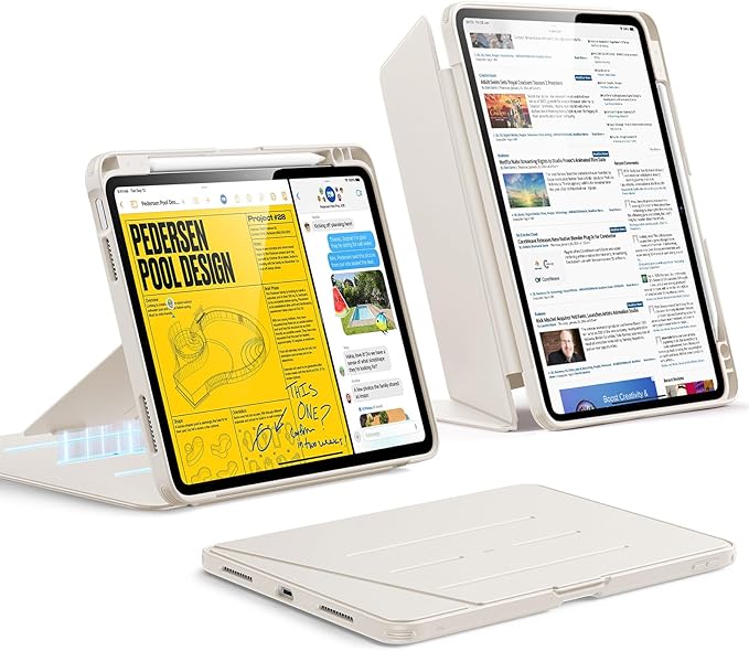 ESR for iPad Air 11 Inch Case M4/M3/M2 (2026/2025/2024) iPad Air 5th/4th Gen Case (2022/2020) Vertical Stand Cover Multi Stand Angles Ultra-Stable Cover with Pencil Holder Flip Series Starlight