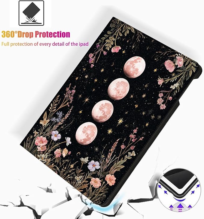 for Samsung Galaxy Tab A11 Plus 2025/ Tab A9 Plus 2023 11 inch Tablet CaseAuto Wake/SleepAdjustable Stand Protective Cover - Lunar Floral