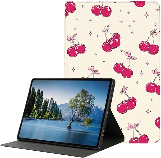 Case for iPad 5th/6th Gen 9.7 2017/2018iPad Air 1/2 9.7 InchSlim PU Leather Cover Adjustable Stand Auto Wake/SleepCherries Bows