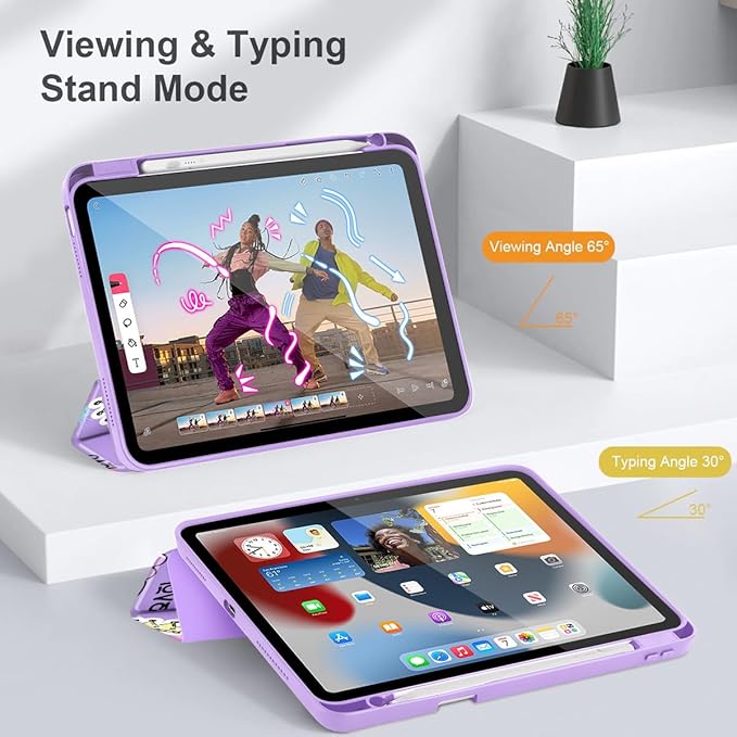 May Chen for iPad (A16) 11th Generation Case 11 Inch 2025 iPad 10th Gen Case 2022 10.9 inch Built-in Pencil Holder with Shockproof Cover Clear Back Shell Auto Wake/Sleep Cute Girl Pattern