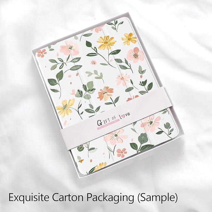 Cute Floral Leaves for iPad Air 11 Inch Case 7th/6th Generation (M3/M2) 2025 2024 with Pencil Holder Auto Sleep/Wake Leather Soft TPU Back Cover