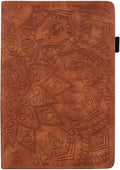 YEMENGHUA Heavy Duty Protection Compatible with Samsung Galaxy Tab A 8.0 T387 SM-T387V T387T T387A Slim Lightweight Embossed PU Leather Flip Holder Tablet PC Case Card Slot Tablet Case(Brown)