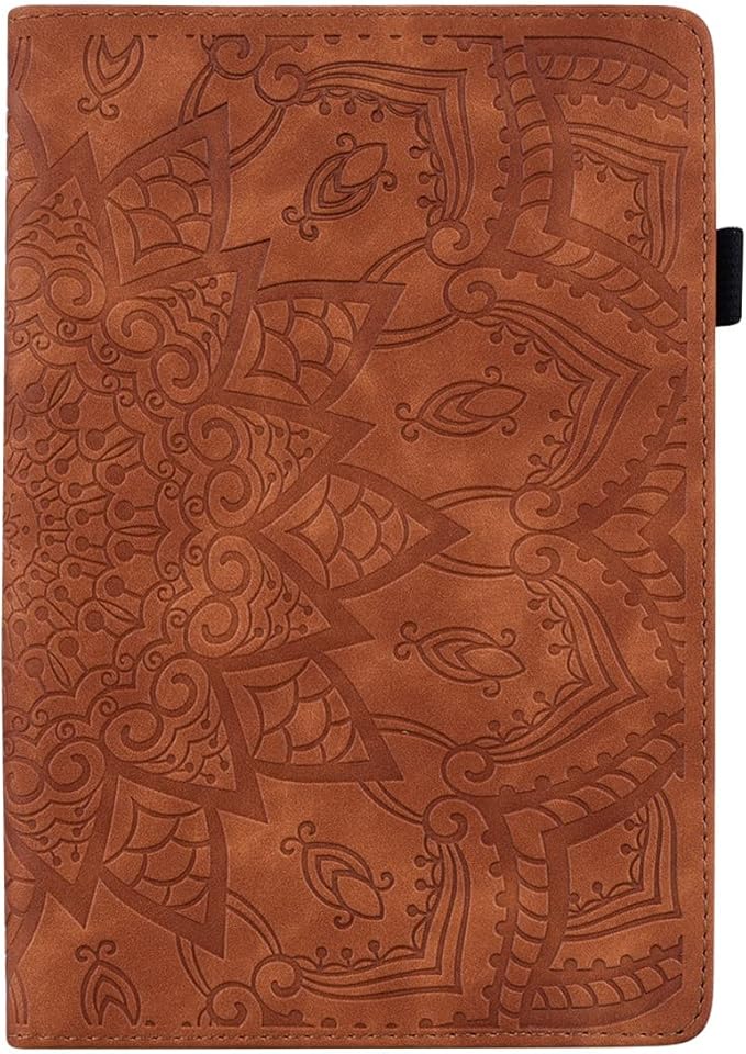 YEMENGHUA Heavy Duty Protection Compatible with Samsung Galaxy Tab A 8.0 T387 SM-T387V T387T T387A Slim Lightweight Embossed PU Leather Flip Holder Tablet PC Case Card Slot Tablet Case(Brown)