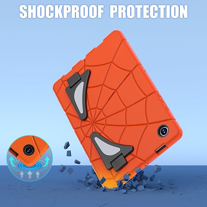 Compatible with Samsung Galaxy Tab A8 10.5 X200/X205(2021) Tablet CaseLightweight Shockproof Rugged Protective Cover with Kickstand for Kids Children Boys Babies Orange Black
