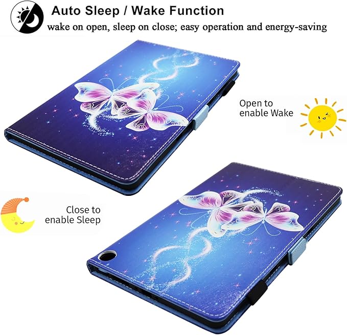 Case for Amazon Kindle Fire Max 11 Tablet (13th Generation 2023 Release) 11 with Pencil Holder/Hand Wrist Strap Folio Stand Magnetic Smart PU Leather Cover [Auto Sleep Wake]Blue Butterfly