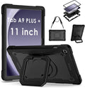DETUOSI Galaxy Tab A9 Plus Case - Shockproof with 360 Stand &amp Strap Heavy Duty for SM-X210/X216/X218 Black