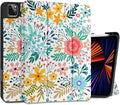 DONGKE Case for iPad Pro 12.9 inch 6th Generation 2022 Built-in Pencil Holder + Trifold Stand + Auto Wake/Sleep + Protective Cover for iPad Pro 12.9 5th/4th/3rd Gen - Flower