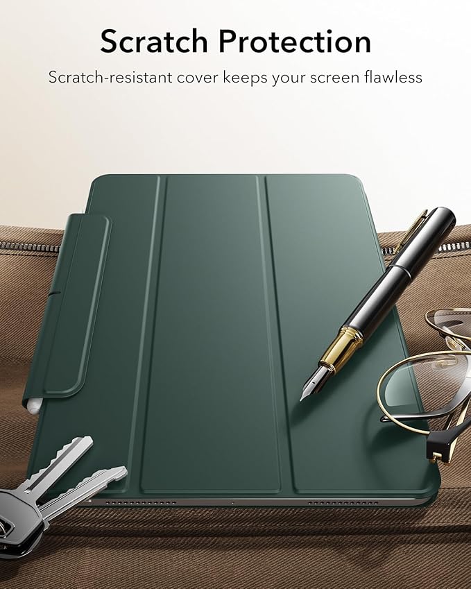 ESR for iPad Air 11 Inch Case M4/M3/M2 (2026/2025/2024) iPad Air 5th/4th Gen (2022/2020) Powerful Magnetic Attachment Slim Trifold Stand Case Auto Wake/Sleep Durable Protection Forest Green