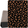 Retro Brown Leopard Print Case for iPad mini 7th(A17 Pro) 2024 / Mini 6th Gen 8.3 2021 Protective CasePencil Holder &amp Clear Back &amp Trifold Stand Cover for Women