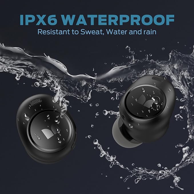 Monster Achieve 300 AirLinksWireless Earbuds Bluetooth 5.3 in-Ear Stereo Headphones Built-in Mic for Crystal Clear Call 32H Playtime Type-C Charging Black