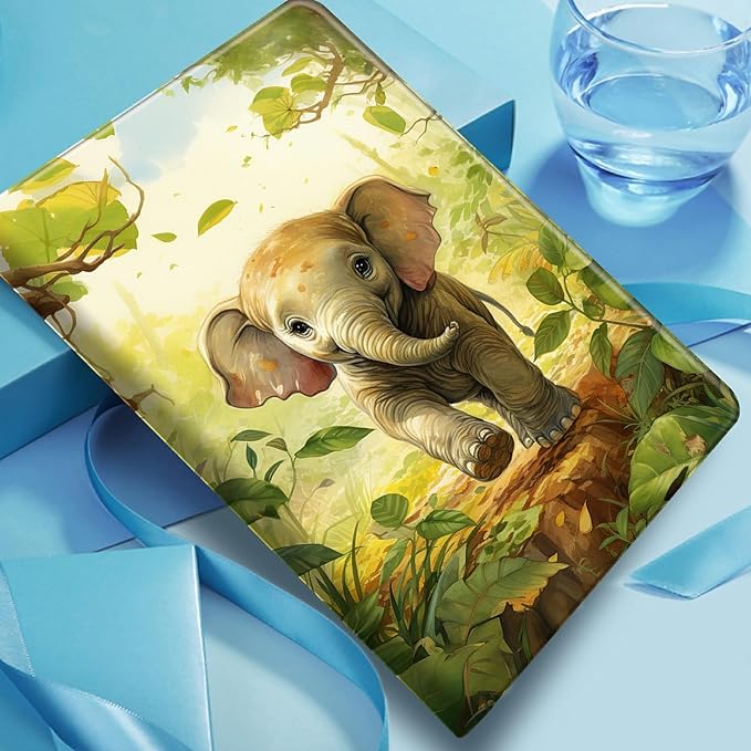 DIGTIALLL Case for iPad Air 5th/4th Generation (2022/2020 Release) 10.9/iPad Pro 11 2022/2021/2020 Release PU Leather Smart Premium Stand Protective Cover with Auto Sleep/WakeBaby Elephant