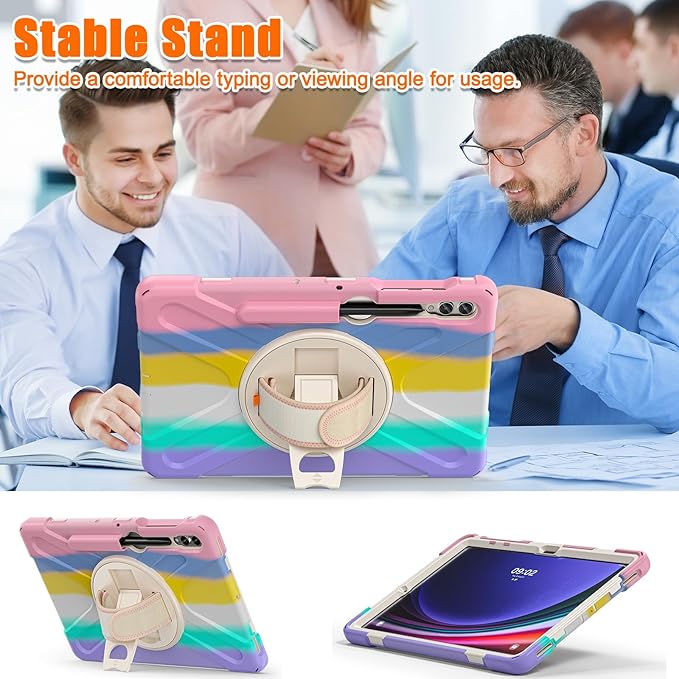 BATYUE Case for 12.4 inch Galaxy Tab S9 Plus S9 FE+ Plus S8 Plus S7 Plus S7 FE Hand Shoulder Strap+Kickstand for SM-X610/X616/X618/X800/X806/T730/T733/T736/T738/T970/T975/T976 (Pink)