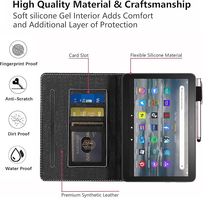 Case for All-New Amazon Kindle Fire 7 Tablet (7 Inch 12th Generation 2022 Release) Slim PU Leather Stand Cover with Card Slot &amp Auto Wake/Sleep Running Horse