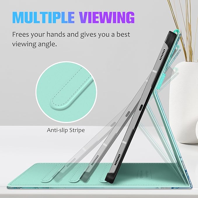 Fintie Case for Samsung Galaxy Tab S10+/ S9+/ S8+/ S7 FE/ S7+ 12.4 Inch Multi-Angle Viewing Protective Cover with Pocket Auto Sleep/Wake Emerald