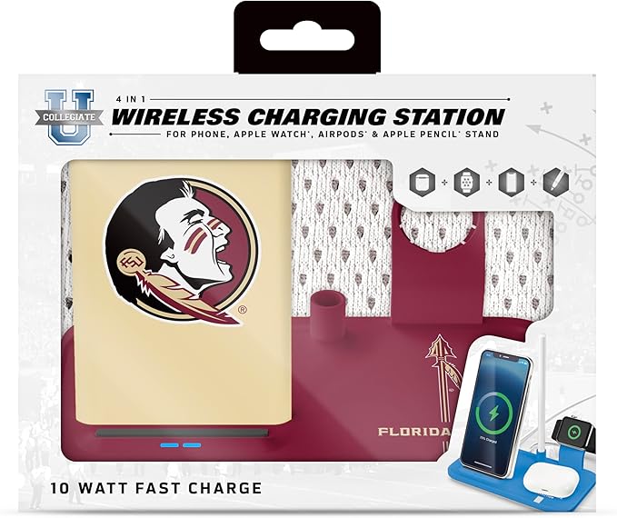 SOAR NCAA 4-in-1 Wireless Charging Docking Station: Fast Charge for iPhone Apple Watch Air Pods &amp Apple Pencil