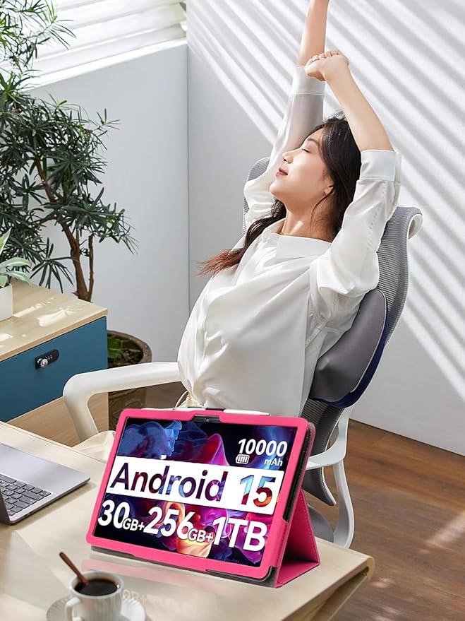 for Urao G140L 2025 14 Inch Android Tablet CaseBOVUGAC Folding Stand Protective Cover with Pencil Holder and Wrist StrapFull Protection Premium PUScratch Resistant(Rose Red)