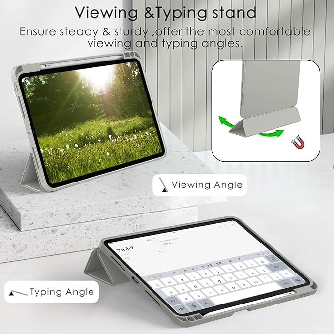 ZryXal iPad Pro 11 Inch Case (M5) 2025/ (M4) 2024 (Model: A2836/A2837/A3006) Trifold Stand Smart Cover with Pencil Holder and Soft TPU Back Auto Wake/Sleep (Smoky Gray)