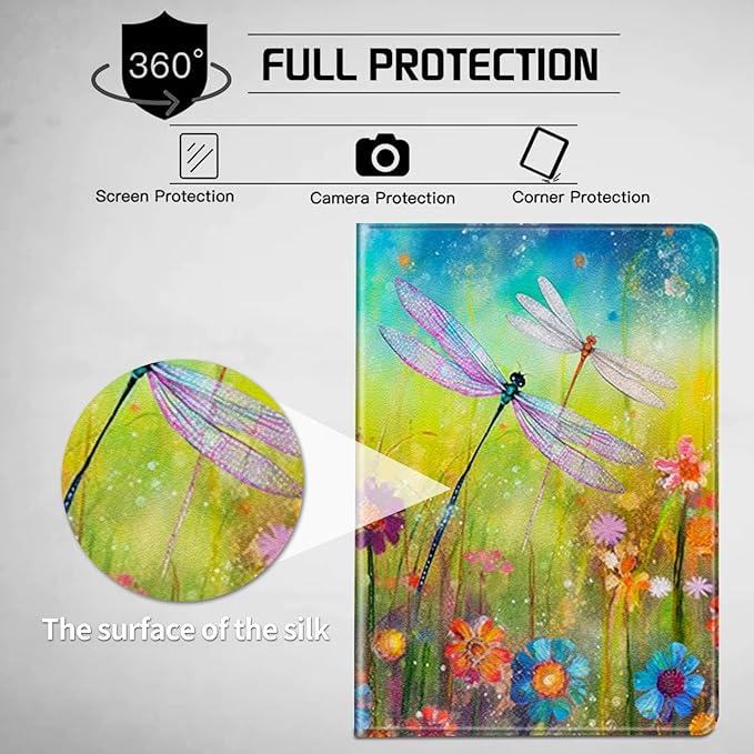for All-New Fire HD 10 Tablet Case (13th Generation 10.1 inch 2023 Release) with Adjustable Stand &amp Auto Wake/Sleep Feature Smart Protect Cover Case - Colorful Dragonfly