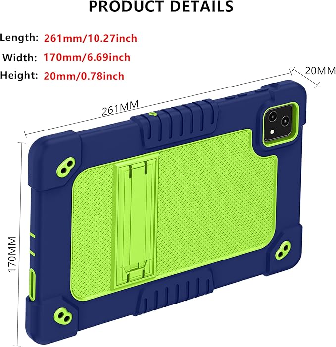 for T-Mobile Revvl Tab 5G 2023 Released Tablet Casewith Tempered Screen Protector Shoulder Strap Stand Kids Friendly Shockproof Case for T-Mobile Revvl Tab 5G 10.36 Inch (Navy/Green2 Pcs)