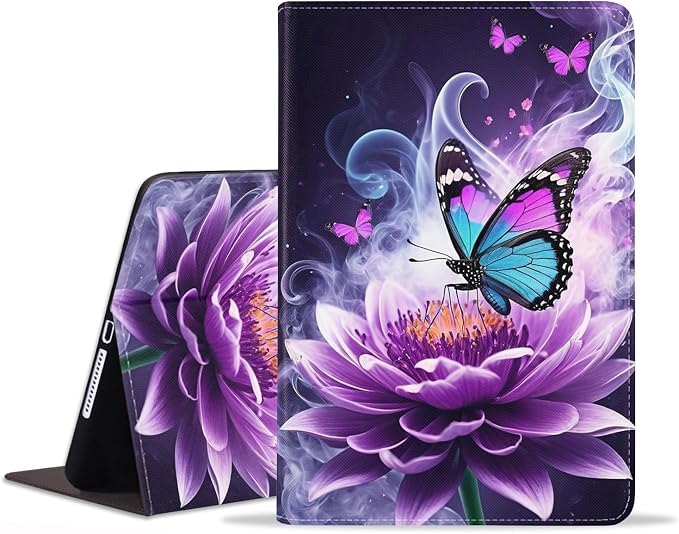 Purple Flowers and Butterfly
